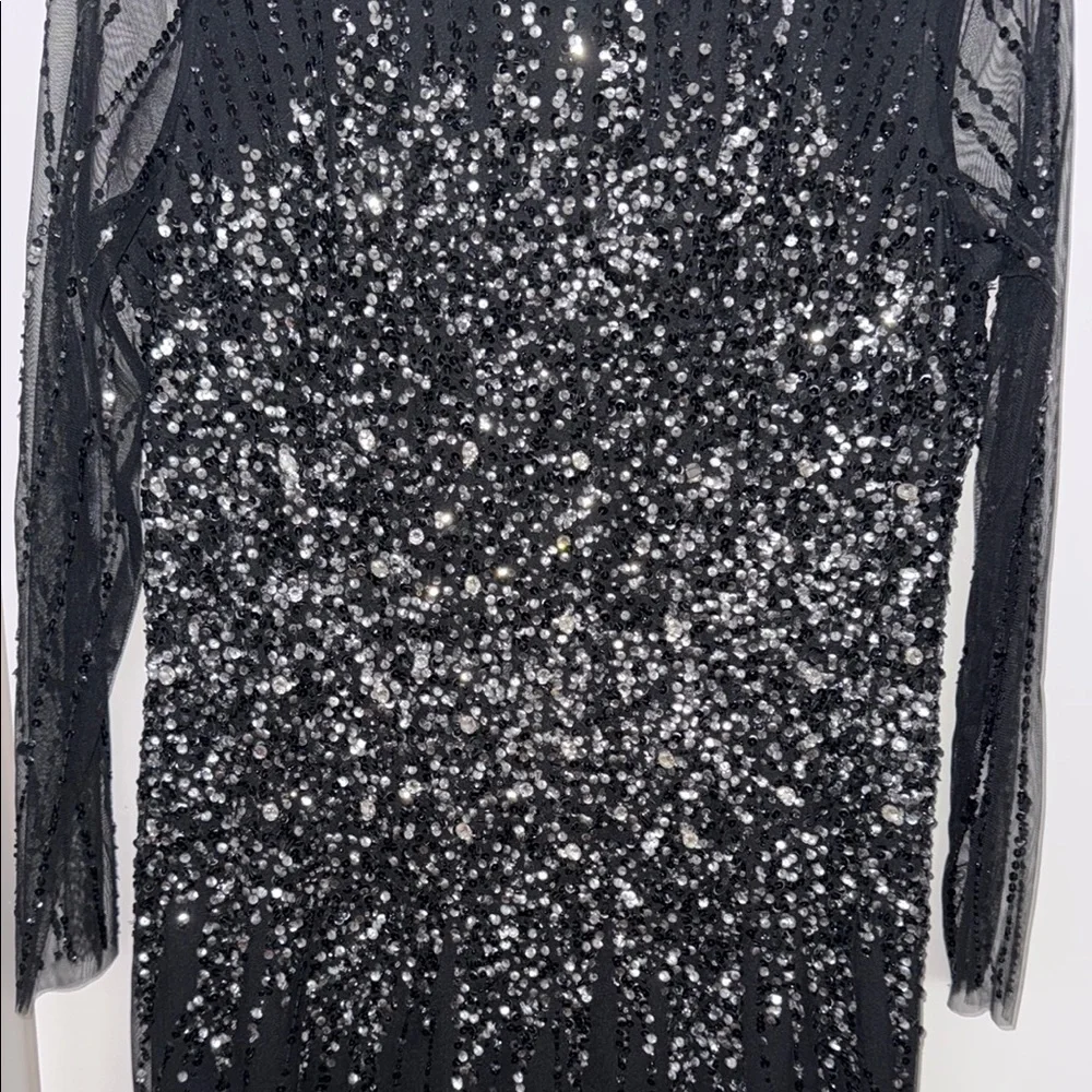 Elegant Black Sequin Evening Gown - Picture 8 of 11
